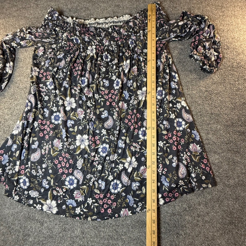 Lane Bryant Womens Floral Paisley Off The Shoulder Swing Top Charcoal 18/20 NWT - Picture 7 of 7